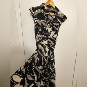 Mexx Silk Blend, Black and Cream Patterned Dress